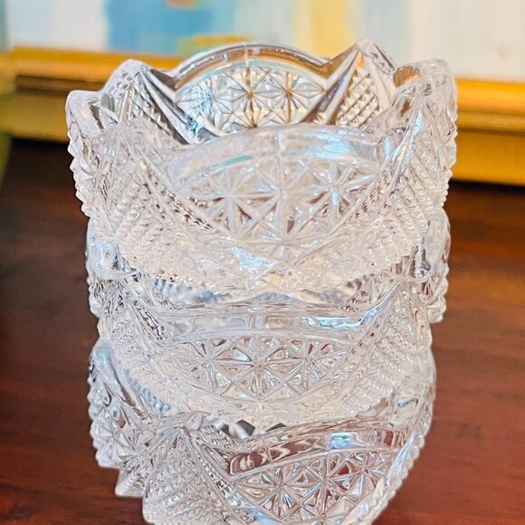 Vintage 3 - Cut Glass Butter Pad Dish Cottagecore Holiday Traditional Timeless - Picture 2 of 6